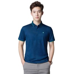 【選購深藍翻領短袖Polo衫】|供應鏈管理及物流行業|翻領設計|三粒扣門襟|短袖款式|袖口綠邊拼接|左胸品牌刺繡|運營專員|Polo衫供應商   P1840 【選購深藍翻領短袖Polo衫】|供應鏈管理及物流行業|翻領設計|三粒扣門襟|短袖款式|袖口綠邊拼接|左胸品牌刺繡|運營專員|Polo衫供應商   P1840